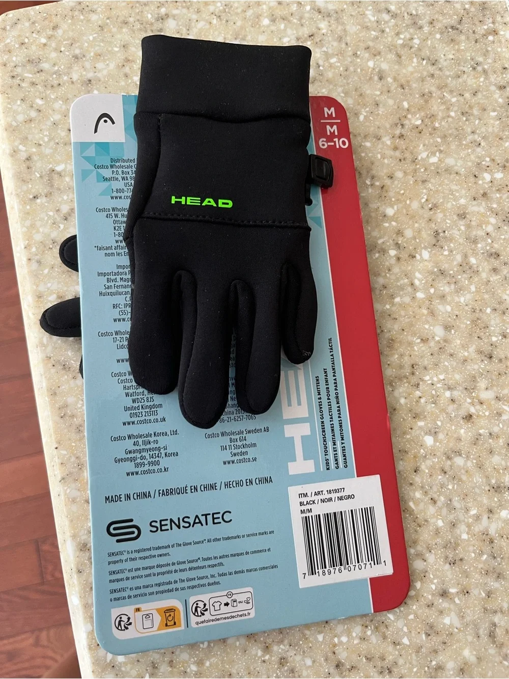 Head touchscreen Kids Black Gloves with Neon Green Logo